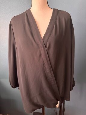 New York & Company Black Wrap-Front Blouse